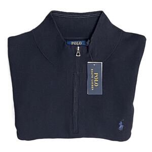 Polo Ralph Lauren Men's 3LT Big & Tall Mesh Knit 1/4 Zip Pullover Navy Blue NEW